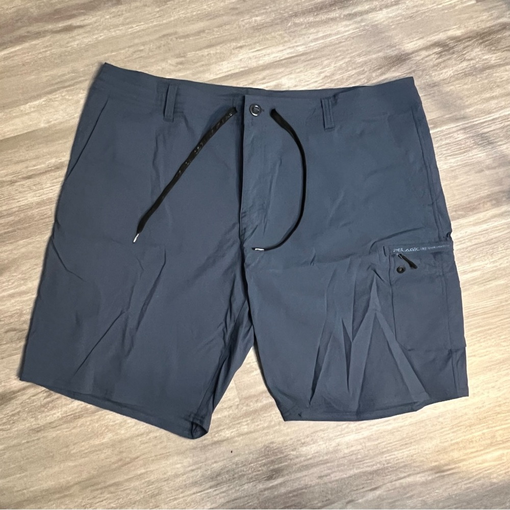 Pelagic Board Shorts Traverse Size 42 Blue Nylon Performance Fishing Swim Trunks